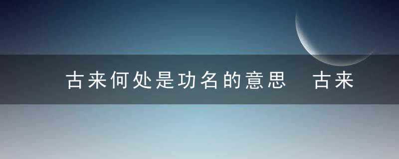 古来何处是功名的意思 古来何处是功名的出处是哪里